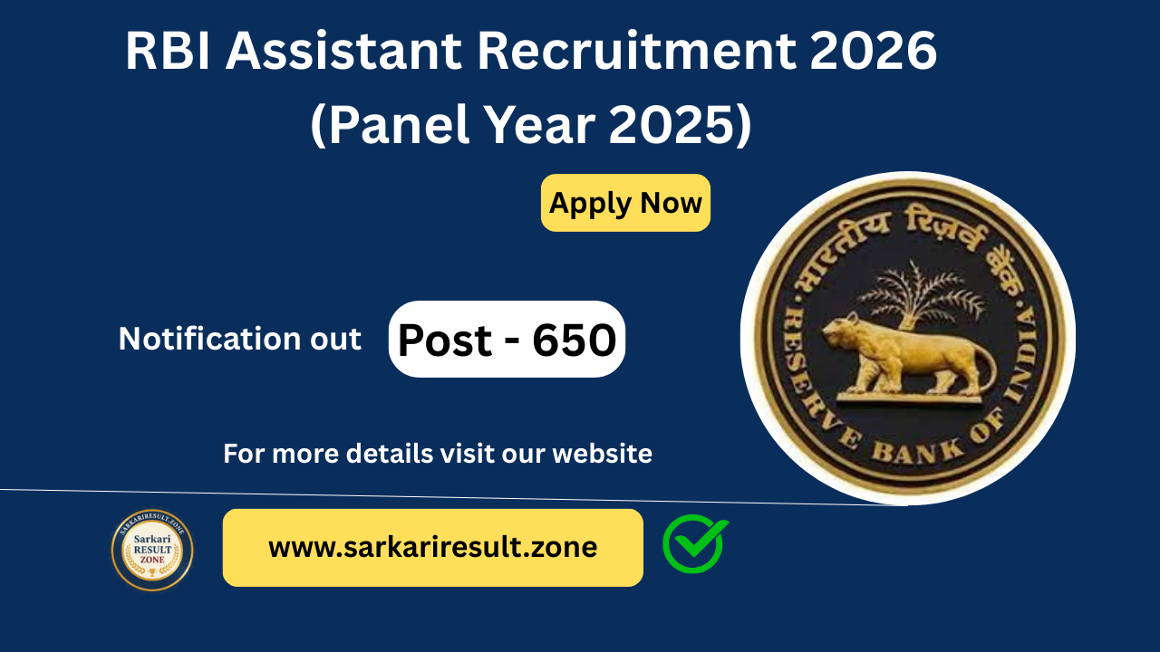 RBI Assistant Recruitment 2026 (Panel Year 2025) - Apply Online for 650 Posts