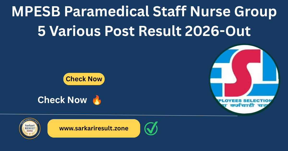 MPESB Paramedical Staff Nurse Result 2026