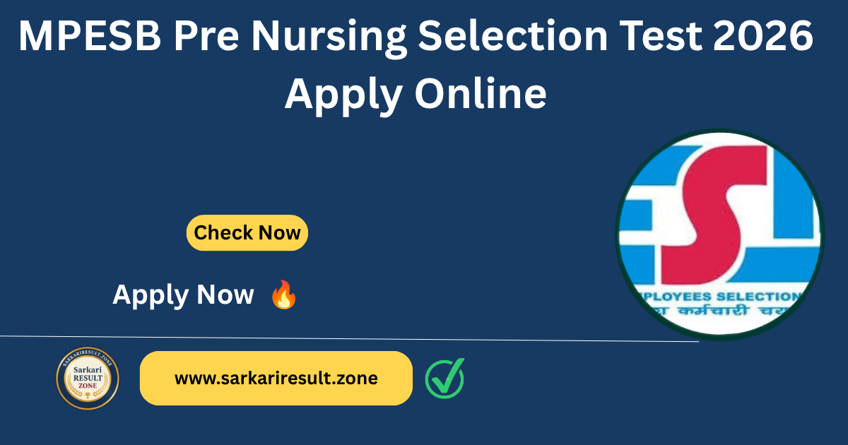 MPESB Pre Nursing Selection Test 2026 Apply Online