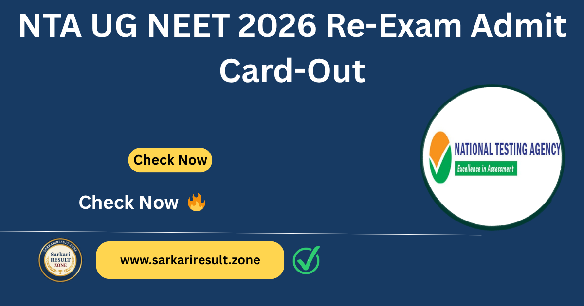 NTA UG NEET  2026 Re-Exam Admit Card Out