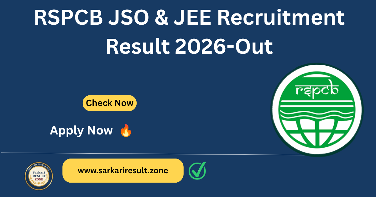 RSPCB JSO & JEE Recruitment Result 2026 Out