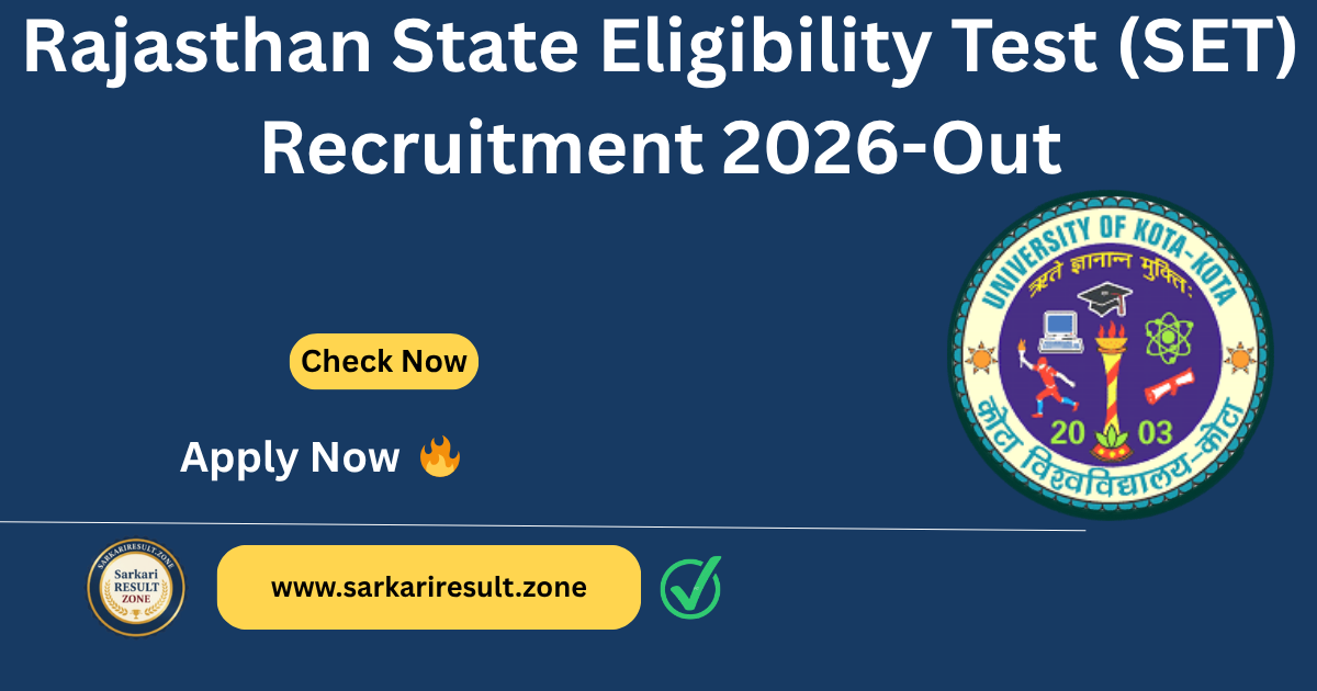 Rajasthan State Eligibility Test (SET) Recruitment 2026 Out