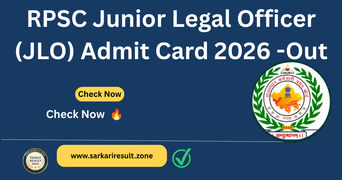 RPSC Junior Legal Officer (JLO) Admit Card 2026