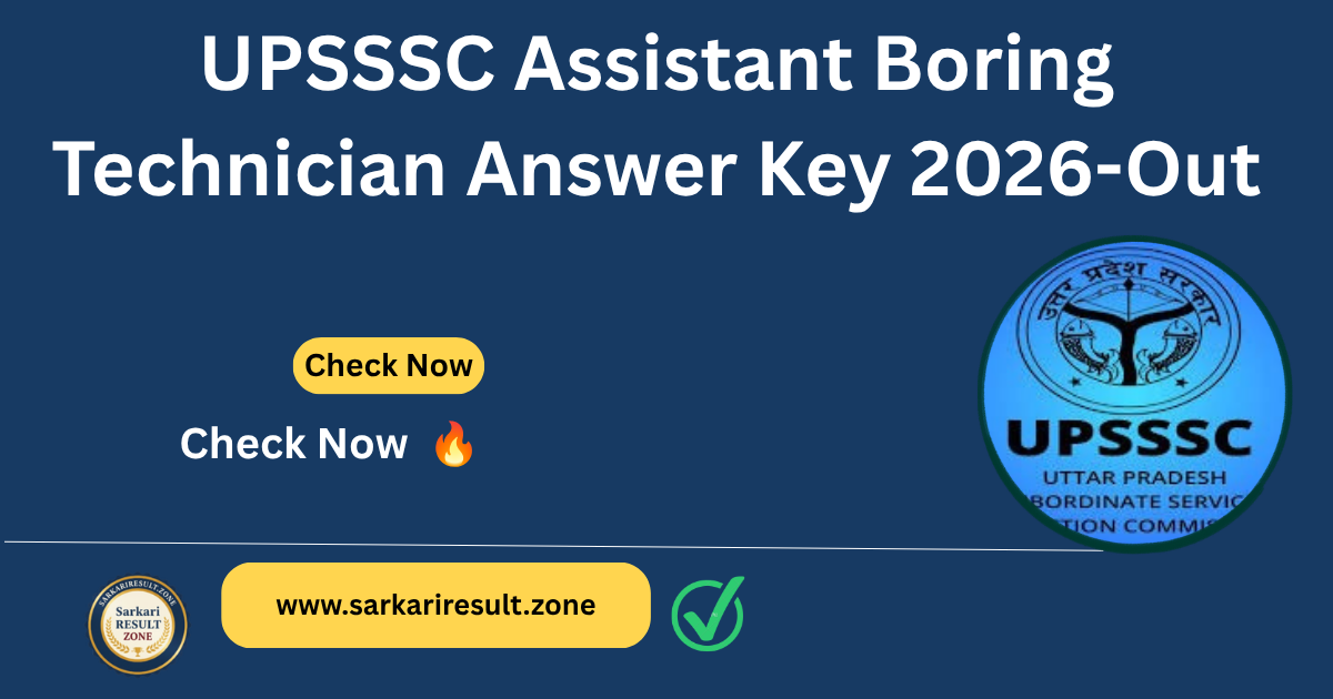 UPSSSC Assistant Boring Technician Answer Key 2026