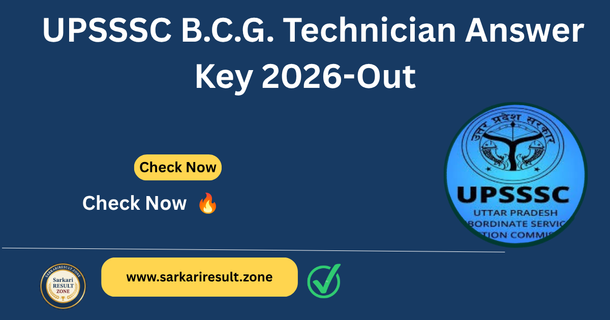 UPSSSC B.C.G. Technician Answer Key 2026