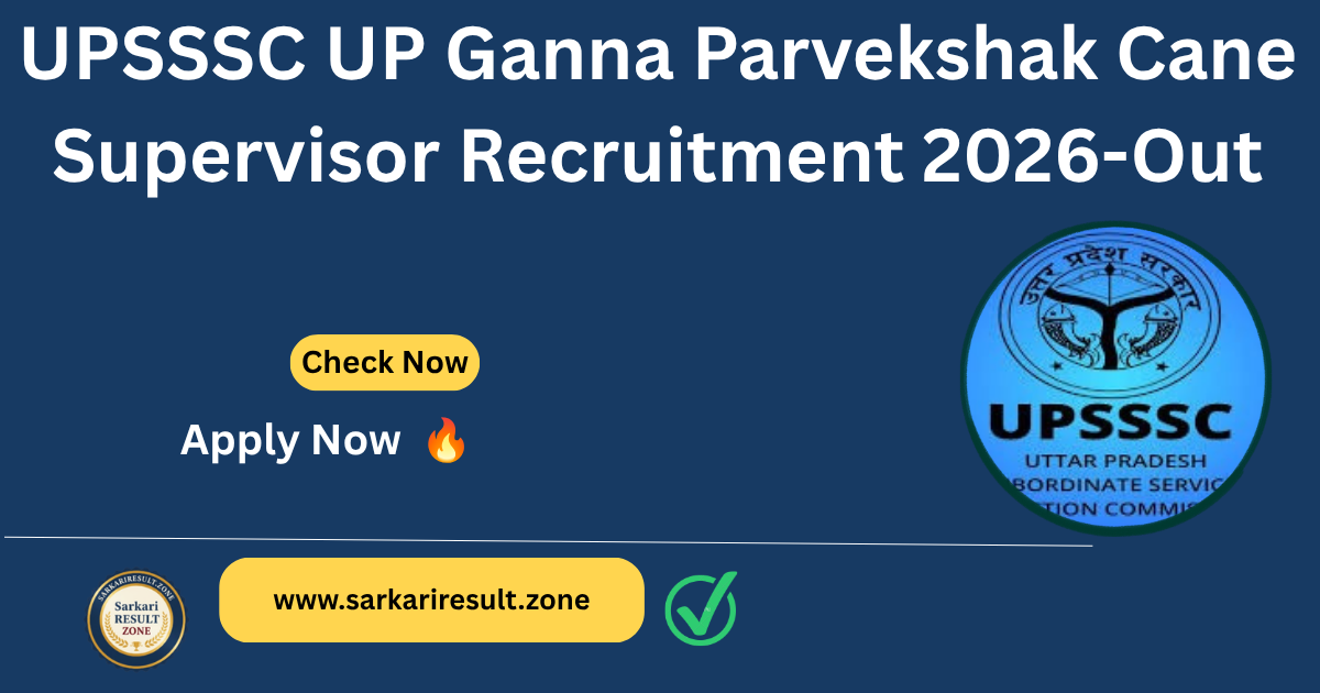 UPSSSC Cane Supervisor Recruitment 2026