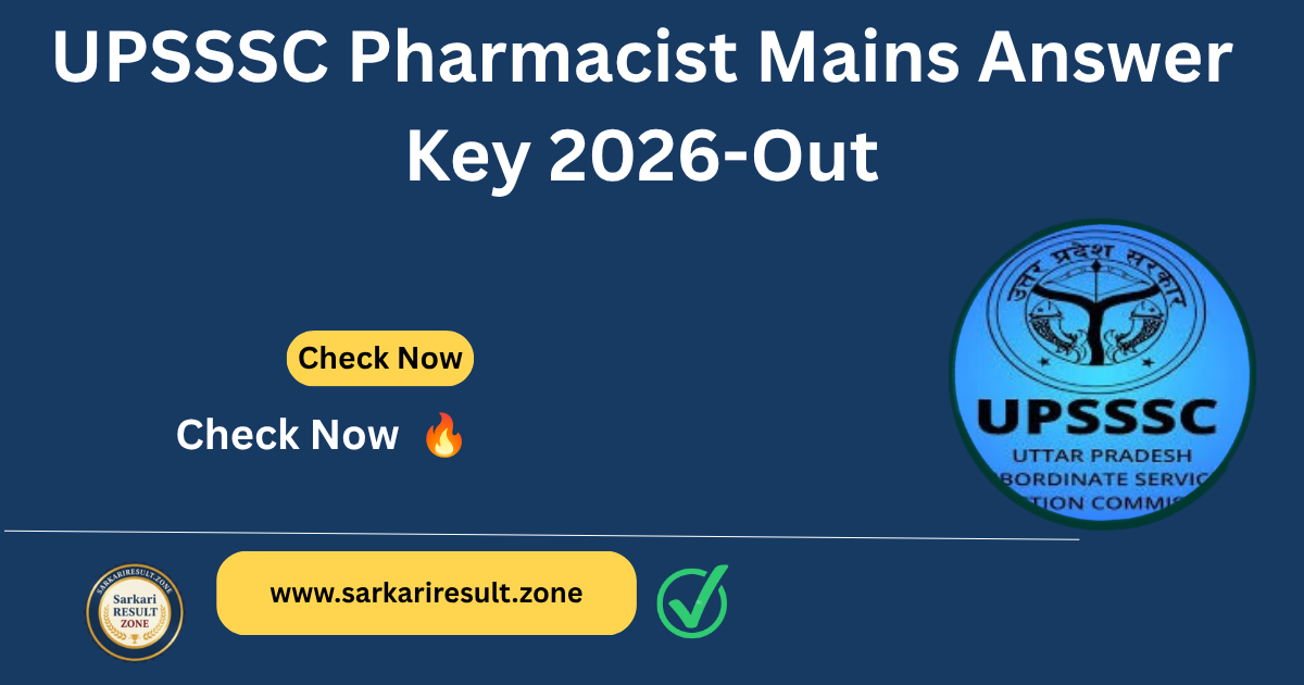 UPSSSC Pharmacist Mains Answer Key 2026